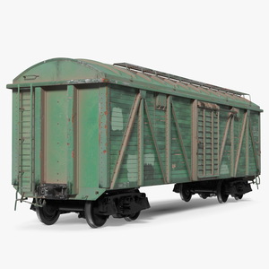 3D Old Cargo Wagon Green