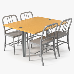 Cafe Table with Chairs 3D