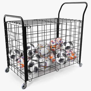 3D model Black Metal Organizer Containing Soccer Balls