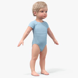 Boy Aged 1 Year in Bodysuit A-Pose 3D model