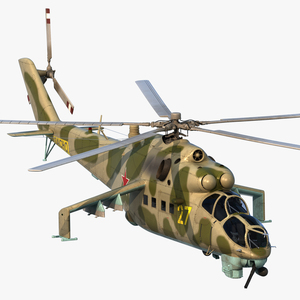 3D model Russian Helicopter Mil Mi 24 Rigged