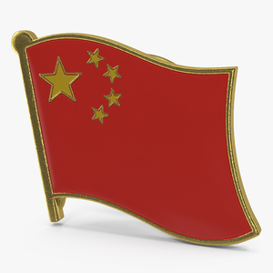 China National Flag Lapel Pin 3D model