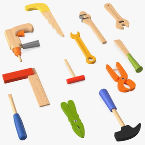 3D Colorful Wooden Tools