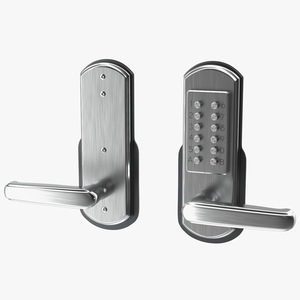 3D Push Button Door Lock Silver model