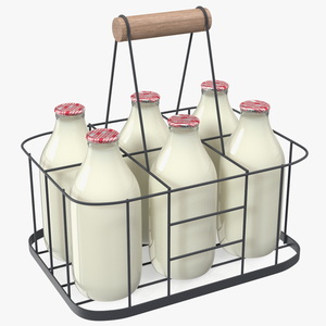 3D Semi-Skimmed Milk Bottles with Foil Top in Carrying Case