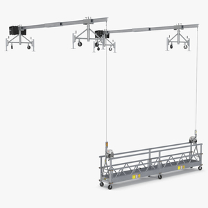 Window Cleaning Platform with Fastening to Roof Rigged 3D model