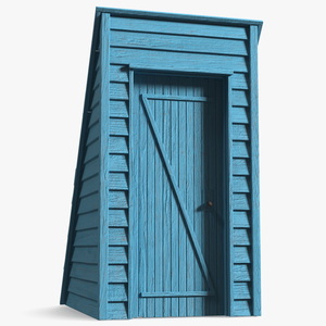3D Vintage Wooden Rooftop Stair Exit Blue model