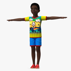 3D Black Child Boy Rigged for Maya