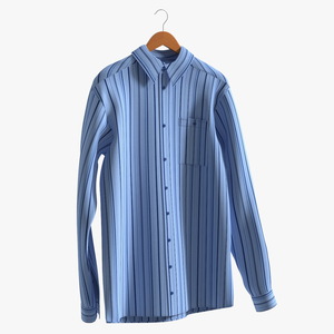 Striped Dress Shirt on Hanger 3D model