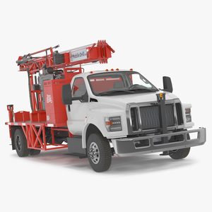 Mobile Drill Truck Mounted Rig Red 3D model