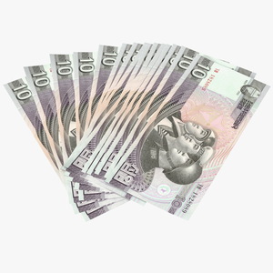 Fan Shaped North Korea 10 Won Banknotes 3D model