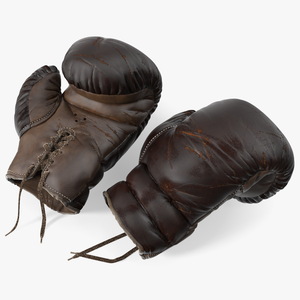 3D Old Brown Leather Boxing Gloves