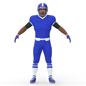 3D model Blue Uniform T-Pose American Football Players