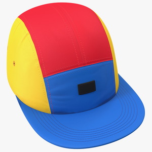 Flat Brim 5 Panel Hat Multicolored 3D model