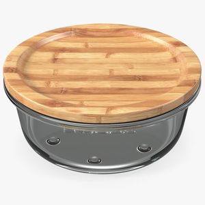3D Round Glass Food Storage Container with Bamboo Lid 400ml