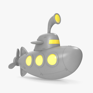 Cartoon Grey Submarine 3D