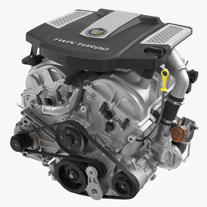 3D Cadillac Twin Turbo V6 Car Engine model