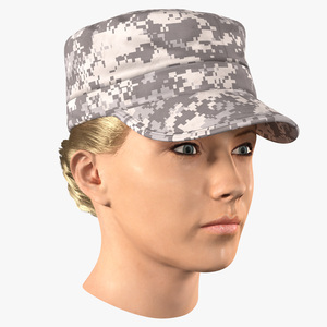 3D Female Soldier Head Fur model