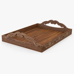 3D model Wooden Tray with Ornament