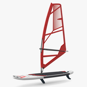 Stand Up Paddleboard with Sail Red 3D model