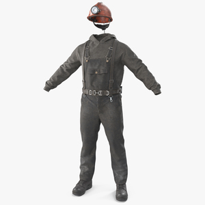 Dirty Miners Suit with Helmet and Headlamp 3D