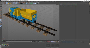 3D model Mining Locomotive with Minecart on Railway Section