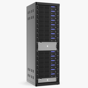 Server Rack Cabinet Filled with Server Units 3D model