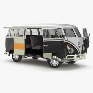 3D model Vintage Volkswagen Type 2 Bus Rigged for Cinema 4D