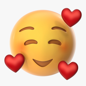 3D Smile Emoji With Hearts model