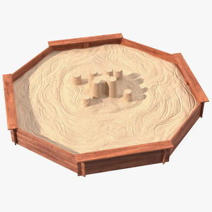 Sand Castle in Wooden Octagon Sandbox 3D