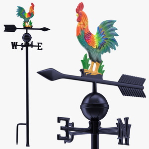 Painted Rooster Weathervane 3D