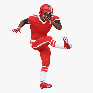 Red Uniform Black Man Football Player Rigged 3D model