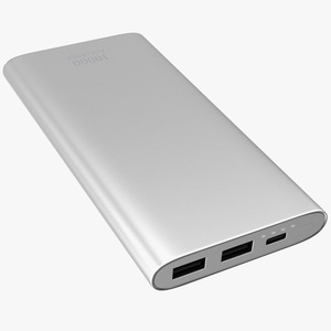 Type A and C Power Bank 10000mAh Silver 3D model