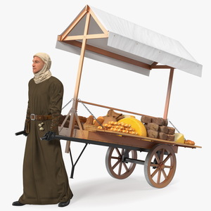 3D model Medieval Trader with Cart