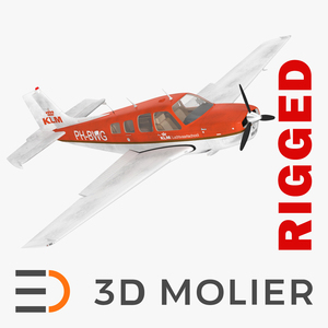 3D Light Aircraft Beechcraft Bonanza KLM Rigged for Maya model