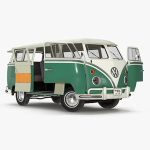 3D Volkswagen Type 2 Bus Rigged model