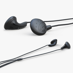 3D Sony Vintage In-Ear Headphones Straightened model
