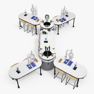 3D model Modular Furniture Set with Equipment for Chemistry Classroom