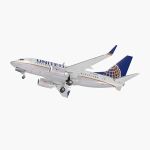 3D Boeing 737 600 with Interior United Airlines Rigged