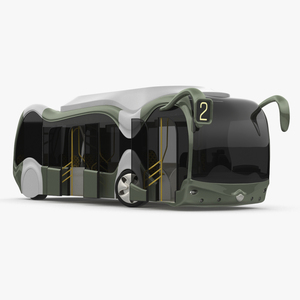 Futuristic Electric Bus Concept Green Rigged 3D model