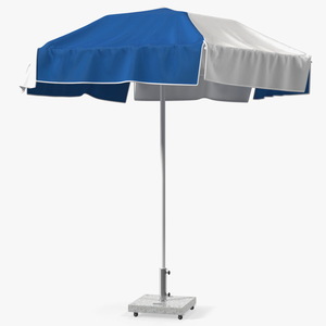 Beach Umbrella Blue and White 3D model