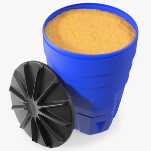 Blue Plastic Barrel with Sand 3D model