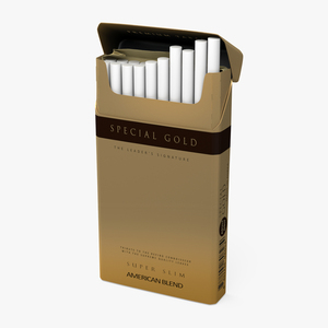 Open Pack of Cigarettes Super Slim Gold 3D model