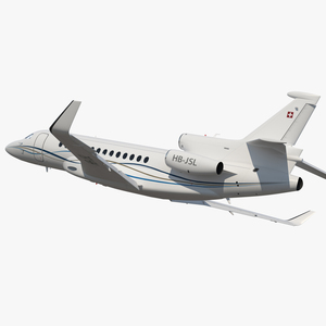 Business Long Range Trijet Dassault Falcon 7X Rigged 3D