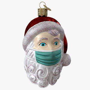 Santa With Face Mask Ornament 3D model