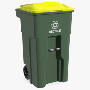 3D model Recycling Wheelie Bin Green with Yellow Cover