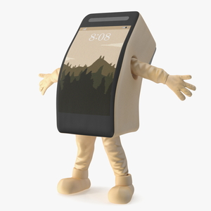 3D Mobile IPhone Mascot Golden Happy Pose model