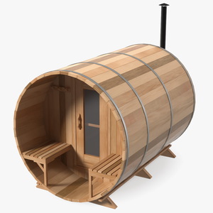 Red Cedar Barrel Sauna 3D