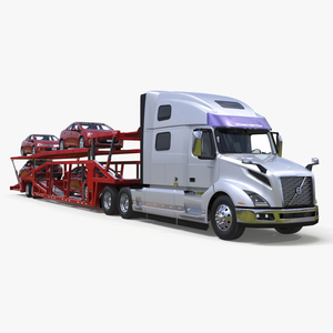 Volvo VNL 860 Truck with Car Carrier Vehicles Loaded 3D