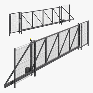 3D Commercial Security Gates with Fence